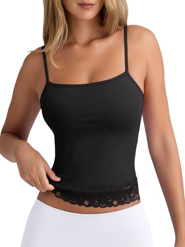 PINKMSTYLE Womens Black Spaghetti Strap Tank Tops Double